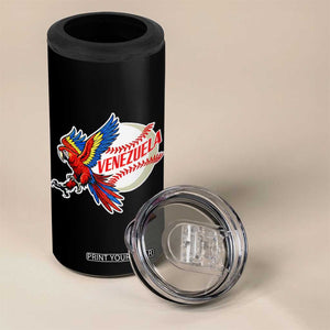 Venezuela Baseball Flying Scarlet Macaw and Ball 4 in 1 Can Cooler Tumbler Ara Macao Guacamaya Venezuelan Pride TS02 Print Your Wear