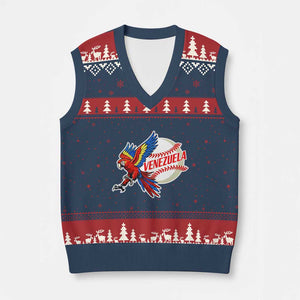 Venezuela Baseball Flying Scarlet Macaw and Ball V-Neck Knit Sweater Vest Ara Macao Guacamaya Venezuelan Pride TS02 Navy Red Print Your Wear