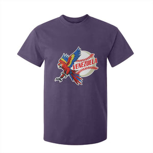 Venezuela Baseball Flying Scarlet Macaw and Ball T Shirt For Kid Ara Macao Guacamaya Venezuelan Pride TS02 Purple Print Your Wear