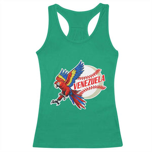 Venezuela Baseball Flying Scarlet Macaw and Ball Racerback Tank Top Ara Macao Guacamaya Venezuelan Pride TS02 Irish Green Print Your Wear