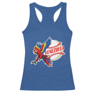 Venezuela Baseball Flying Scarlet Macaw and Ball Racerback Tank Top Ara Macao Guacamaya Venezuelan Pride TS02 Royal Blue Print Your Wear
