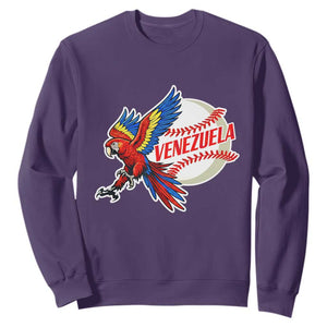 Venezuela Baseball Flying Scarlet Macaw and Ball Sweatshirt Ara Macao Guacamaya Venezuelan Pride TS02 Purple Print Your Wear