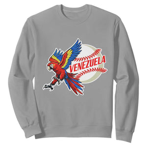 Venezuela Baseball Flying Scarlet Macaw and Ball Sweatshirt Ara Macao Guacamaya Venezuelan Pride TS02 Sport Gray Print Your Wear