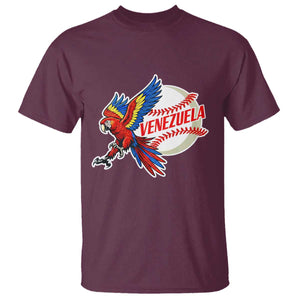 Venezuela Baseball Flying Scarlet Macaw and Ball T Shirt Ara Macao Guacamaya Venezuelan Pride TS02 Maroon Print Your Wear