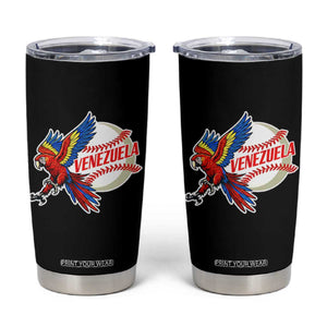 Venezuela Baseball Flying Scarlet Macaw and Ball Tumbler Cup Ara Macao Guacamaya Venezuelan Pride TS02 Black Print Your Wear
