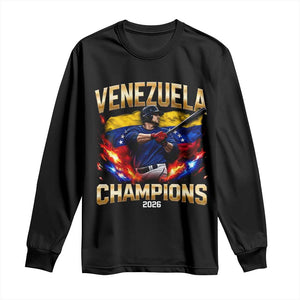 Venezuela Champions 2026 Long Sleeve Shirt Beisbol Venezuelan Pride Flag Baseball Fans TS02 Black Print Your Wear