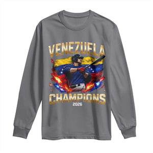Venezuela Champions 2026 Long Sleeve Shirt Beisbol Venezuelan Pride Flag Baseball Fans TS02 Charcoal Print Your Wear