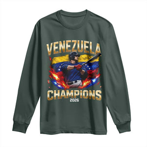 Venezuela Champions 2026 Long Sleeve Shirt Beisbol Venezuelan Pride Flag Baseball Fans TS02 Dark Forest Green Print Your Wear