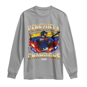 Venezuela Champions 2026 Long Sleeve Shirt Beisbol Venezuelan Pride Flag Baseball Fans TS02 Sport Gray Print Your Wear