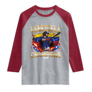 Venezuela Champions 2026 Raglan Shirt Beisbol Venezuelan Pride Flag Baseball Fans TS02 Heather Gray Heather Red Print Your Wear