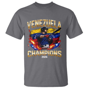 Venezuela Champions 2026 T Shirt - Beisbol Venezuelan Pride Flag - Baseball Fans TS02 Charcoal Print Your Wear