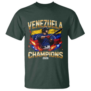 Venezuela Champions 2026 T Shirt - Beisbol Venezuelan Pride Flag - Baseball Fans TS02 Dark Forest Green Print Your Wear