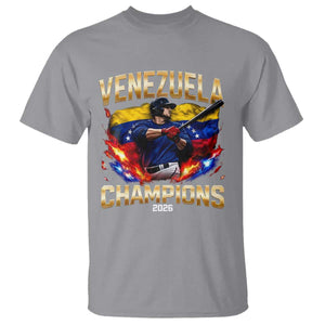 Venezuela Champions 2026 T Shirt - Beisbol Venezuelan Pride Flag - Baseball Fans TS02 Sport Gray Print Your Wear