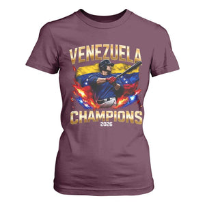 Venezuela Champions 2026 T Shirt For Women Beisbol Venezuelan Pride Flag Baseball Fans TS02 Maroon Print Your Wear