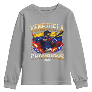 Venezuela Champions 2026 Youth Sweatshirt Beisbol Venezuelan Pride Flag Baseball Fans TS02 Sport Gray Print Your Wear