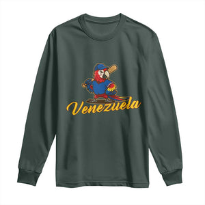 Venezuela Guacamaya Macaw Baseball Long Sleeve Shirt Venezuelan Pride Latino Beisbol Fans TS02 Dark Forest Green Print Your Wear