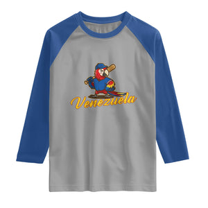 Venezuela Guacamaya Macaw Baseball Raglan Shirt Venezuelan Pride Latino Beisbol Fans TS02 Sport Gray Royal Print Your Wear