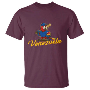 Venezuela Guacamaya Macaw Baseball T Shirt Venezuelan Pride Latino Beisbol Fans TS02 Maroon Print Your Wear