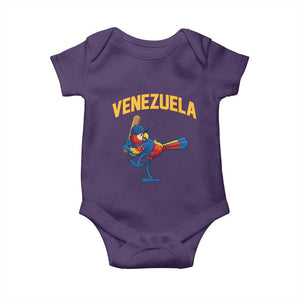 Venezuela Baseball Macaw Batter Baby Onesie Ara Macao Guacamaya Venezuelan Pride TS02 Purple Print Your Wear