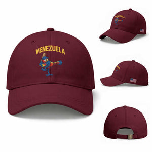 Venezuela Baseball Macaw Batter Baseball Cap Ara Macao Guacamaya Venezuelan Pride TS02 Baseball Cap Universal Fit Maroon Print Your Wear