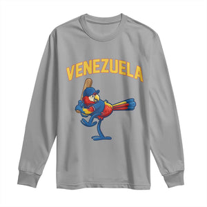 Venezuela Baseball Macaw Batter Long Sleeve Shirt Ara Macao Guacamaya Venezuelan Pride TS02 Sport Gray Print Your Wear