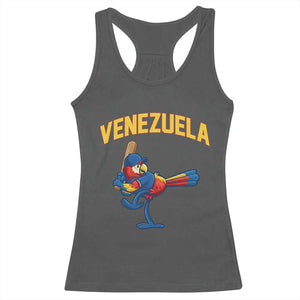 Venezuela Baseball Macaw Batter Racerback Tank Top Ara Macao Guacamaya Venezuelan Pride TS02 Dark Heather Print Your Wear