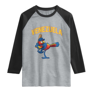 Venezuela Baseball Macaw Batter Raglan Shirt Ara Macao Guacamaya Venezuelan Pride TS02 Heather Gray Black Print Your Wear