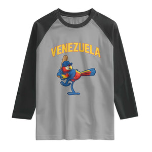 Venezuela Baseball Macaw Batter Raglan Shirt Ara Macao Guacamaya Venezuelan Pride TS02 Sport Gray Black Print Your Wear