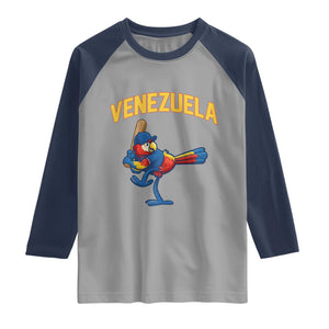Venezuela Baseball Macaw Batter Raglan Shirt Ara Macao Guacamaya Venezuelan Pride TS02 Sport Gray Navy Print Your Wear
