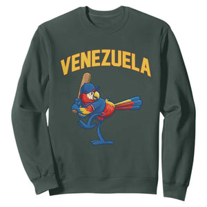 Venezuela Baseball Macaw Batter Sweatshirt Ara Macao Guacamaya Venezuelan Pride TS02 Dark Forest Green Print Your Wear