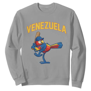 Venezuela Baseball Macaw Batter Sweatshirt Ara Macao Guacamaya Venezuelan Pride TS02 Sport Gray Print Your Wear