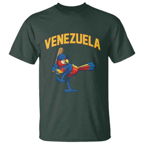 Venezuela Baseball Macaw Batter T Shirt Ara Macao Guacamaya Venezuelan Pride TS02 Dark Forest Green Print Your Wear