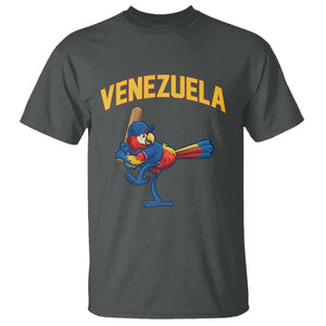 Venezuela Baseball Macaw Batter T Shirt Ara Macao Guacamaya Venezuelan Pride TS02 Dark Heather Print Your Wear