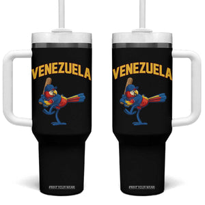 Venezuela Baseball Macaw Batter Tumbler With Handle Ara Macao Guacamaya Venezuelan Pride TS02 One Size: 40 oz Black Print Your Wear