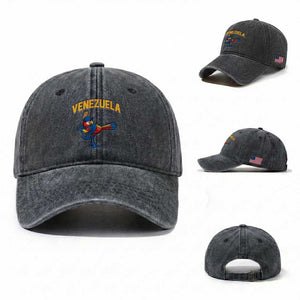 Venezuela Baseball Macaw Batter Washed Cotton Baseball Cap Ara Macao Guacamaya Venezuelan Pride TS02 Washed Cap Universal Fit Dark Gray Print Your Wear