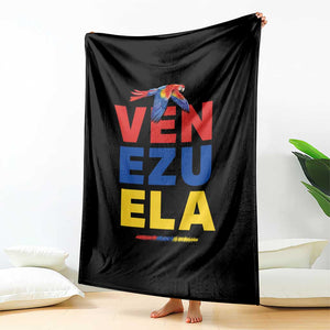 Venezuela Pride Flying Scarlet Macaw Throw Blanket Ara Macao Guacamaya Venezuelan Pride Tropical Bird TS02 Print Your Wear