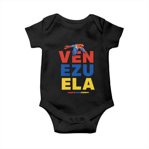 Venezuela Pride Flying Scarlet Macaw Baby Onesie Ara Macao Guacamaya Venezuelan Pride Tropical Bird TS02 Black Print Your Wear