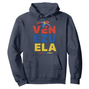 Venezuela Pride Flying Scarlet Macaw Hoodie Ara Macao Guacamaya Venezuelan Pride Tropical Bird TS02 Navy Print Your Wear