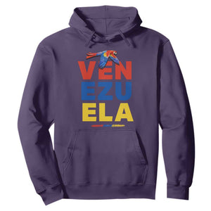 Venezuela Pride Flying Scarlet Macaw Hoodie Ara Macao Guacamaya Venezuelan Pride Tropical Bird TS02 Purple Print Your Wear