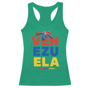 Venezuela Pride Flying Scarlet Macaw Racerback Tank Top Ara Macao Guacamaya Venezuelan Pride Tropical Bird TS02 Irish Green Print Your Wear