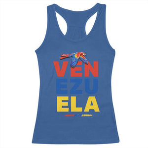 Venezuela Pride Flying Scarlet Macaw Racerback Tank Top Ara Macao Guacamaya Venezuelan Pride Tropical Bird TS02 Royal Blue Print Your Wear