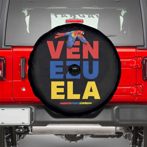 Venezuela Pride Flying Scarlet Macaw Spare Tire Cover Ara Macao Guacamaya Venezuelan Pride Tropical Bird TS02 Black Print Your Wear
