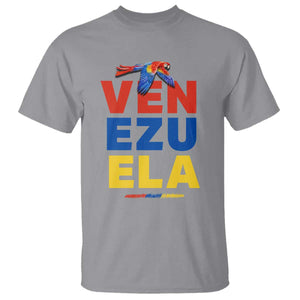 Venezuela Pride Flying Scarlet Macaw T Shirt Ara Macao Guacamaya Venezuelan Pride Tropical Bird TS02 Sport Gray Print Your Wear