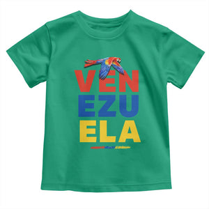Venezuela Pride Flying Scarlet Macaw Toddler T Shirt Ara Macao Guacamaya Venezuelan Pride Tropical Bird TS02 Irish Green Print Your Wear