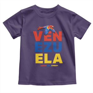 Venezuela Pride Flying Scarlet Macaw Toddler T Shirt Ara Macao Guacamaya Venezuelan Pride Tropical Bird TS02 Purple Print Your Wear