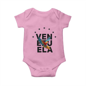 Venezuela Pride Flying Macaw Baby Onesie Ara Macao Guacamaya Venezuelan Pride Tropical Bird TS02 Light Pink Print Your Wear