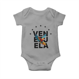 Venezuela Pride Flying Macaw Baby Onesie Ara Macao Guacamaya Venezuelan Pride Tropical Bird TS02 Sport Gray Print Your Wear