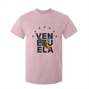 Venezuela Pride Flying Macaw T Shirt For Kid Ara Macao Guacamaya Venezuelan Pride Tropical Bird TS02 Light Pink Print Your Wear