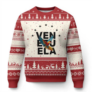 Venezuela Pride Flying Macaw Ugly Christmas Sweater Ara Macao Guacamaya Venezuelan Pride Tropical Bird TS02 Beige Red Print Your Wear