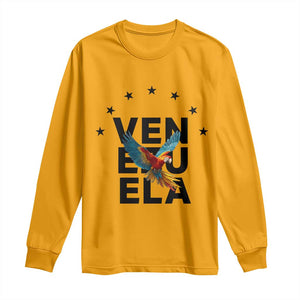 Venezuela Pride Flying Macaw Long Sleeve Shirt Ara Macao Guacamaya Venezuelan Pride Tropical Bird TS02 Gold Print Your Wear